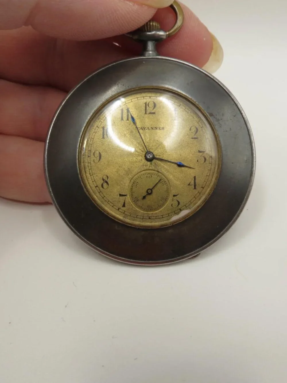 Antique Tavannes Pocket Watch 1910-1930 Sunburst Face Non-Working